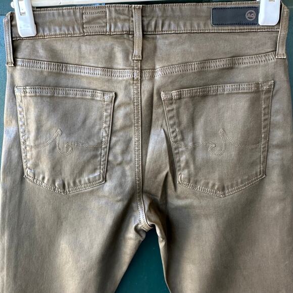 NWOT AG Farrah Skinny Ankle Coated Jeans 27 Dark Bayou Leather Look High Rise - Picture 5 of 9